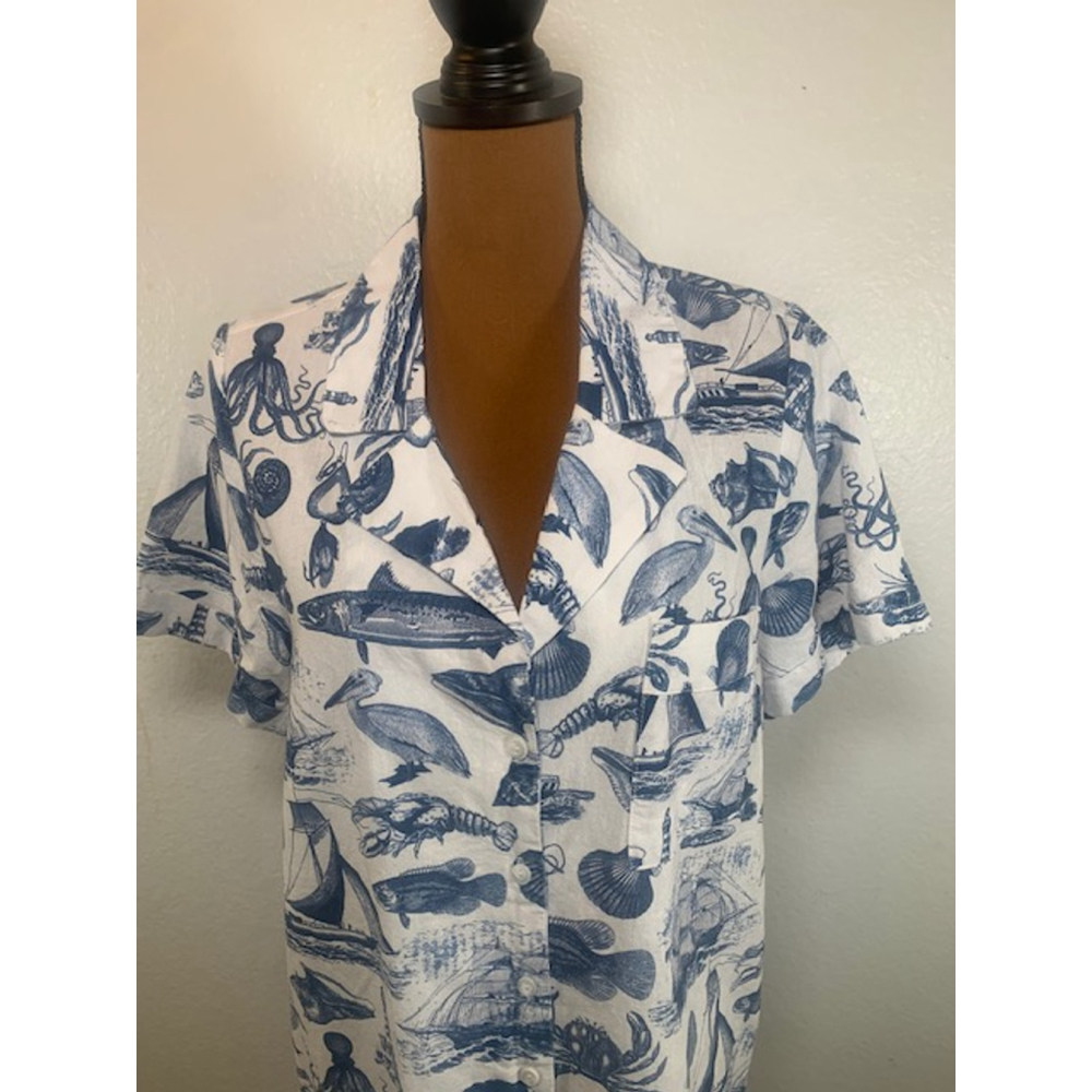 PRICE DROP! Women's Show Me Your MuMu, Size M White Blue Nautical Beach Sea